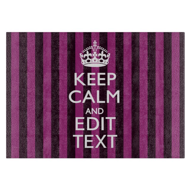 Planche À Découper Personalisé KEEP CALM Votre Texte Fuchsia Stripes (Devant)