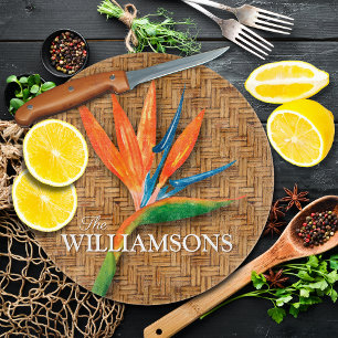 Planche À Découper Personalized Bird of Paradise Woven Wicker Pattern