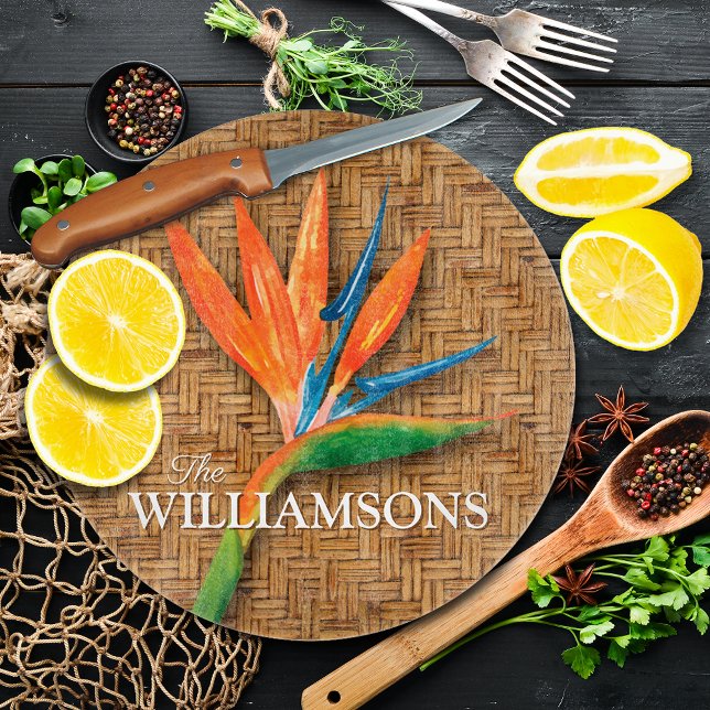 Planche À Découper Personalized Bird of Paradise Woven Wicker Pattern (Créateur téléchargé)