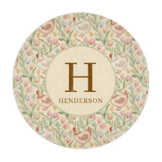 Planche À Découper Personalized Farmhouse Monogram Glass Board