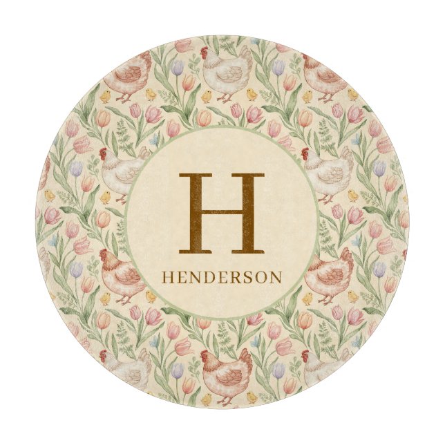 Planche À Découper Personalized Farmhouse Monogram Glass Board (Devant)