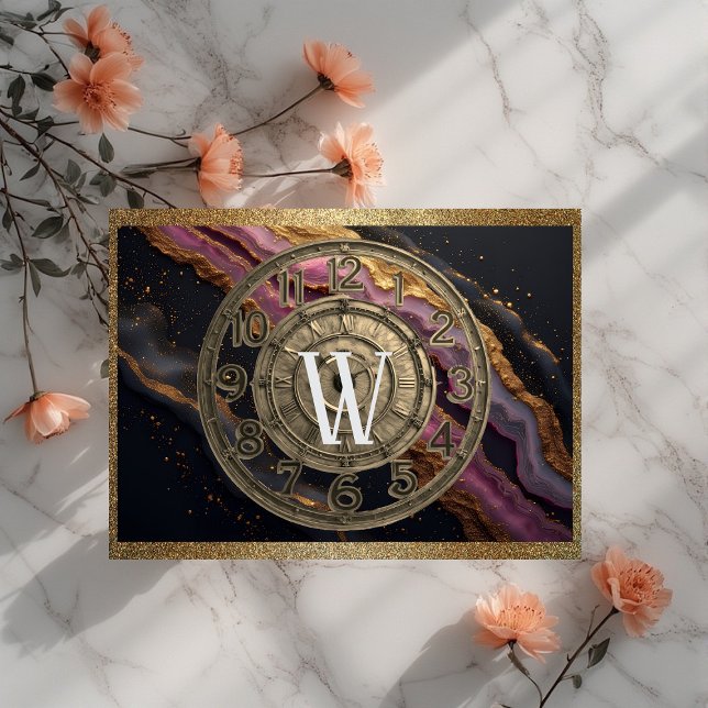 Planche À Découper Personalized Monogram Agate Pink Rustic Metal Luxe (Personalized Monogram Agate Pink Rustic Metal Luxe Cutting Board)