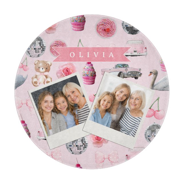 Planche À Découper Personalized Pink Coquette Retro Cute Teddy Bear  (Devant)