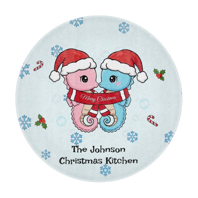 Planche À Découper Personalized Seahorse Christmas Cutting Board (Devant)