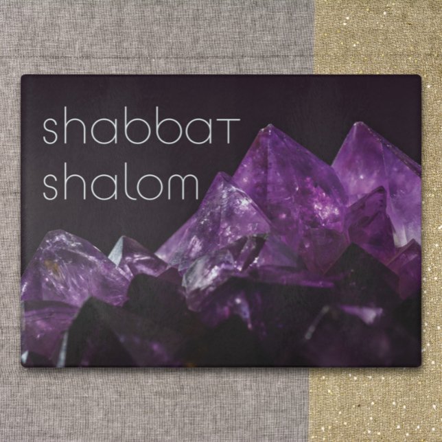 Planche À Découper Personnalisé Faux Amethyst Shabbat Challah (Créateur téléchargé)