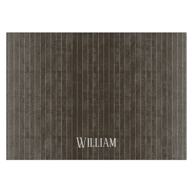 Planche À Découper Personnalised brown retro pinstripes (Devant)