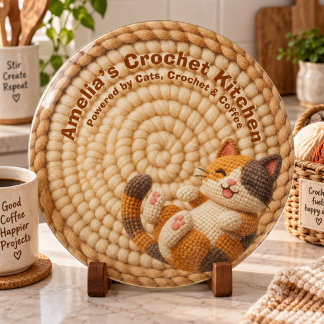Planche à découper personnalisée Chat au crochet b
