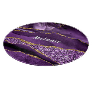 Planche à découper personnalisée en or violet