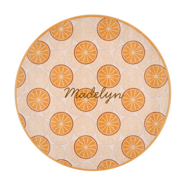 Planche à découper personnalisée nom fruit orange  (Devant)