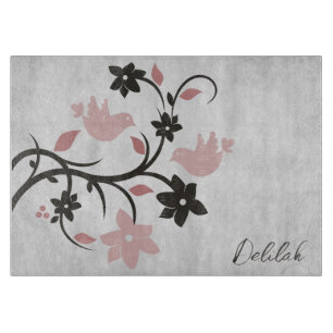 Planche à découper personnalisée Pink Lovebirds