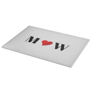 Planche À Découper Personnaliser Deux initiales A Loves B coeur rouge