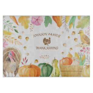 Planche À Découper Personnaliser Nom de famille Thanksgiving traditio