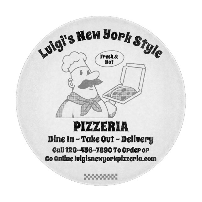 Planche À Découper Personnaliser Pizza Restaurant Détail Pizza Chef (Devant)