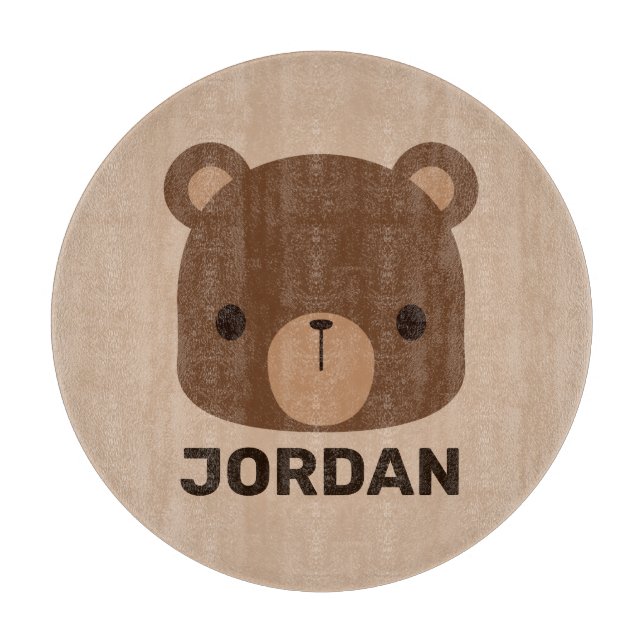Planche À Découper Petit ours Brown mignon avec nom personnalisé (Devant)