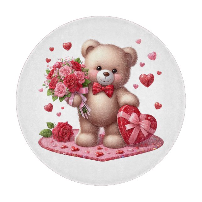 Planche À Découper Petit ours en peluche de la Saint-Valentin (Devant)