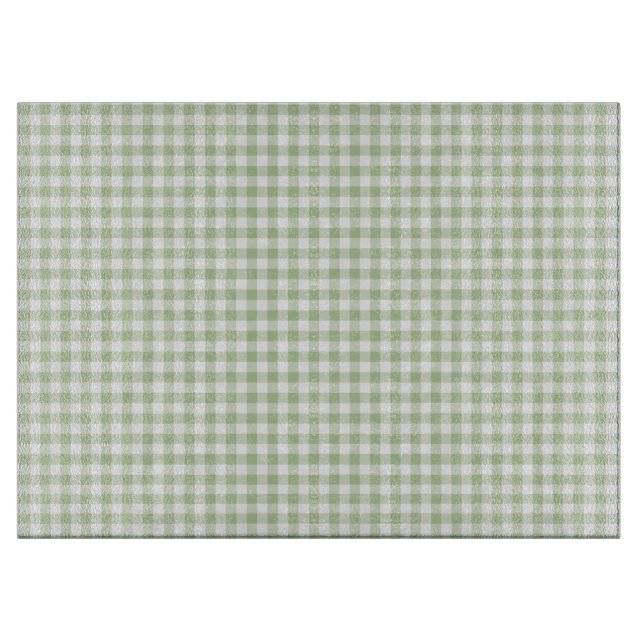 Planche À Découper Petit Sage et Gingham Blanc (Devant)