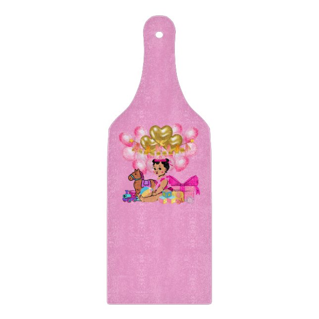 Planche À Découper Petite fille en rose (Devant)