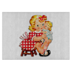 Planche À Découper Petite fille rétro vintage poupée enfant