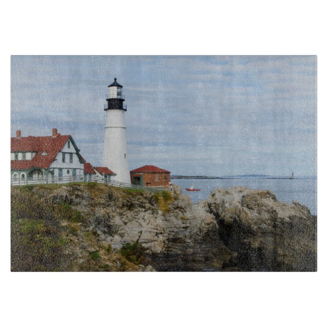 Planche À Découper Phare de Portland Headlight sur une côte rocheuse (Devant)