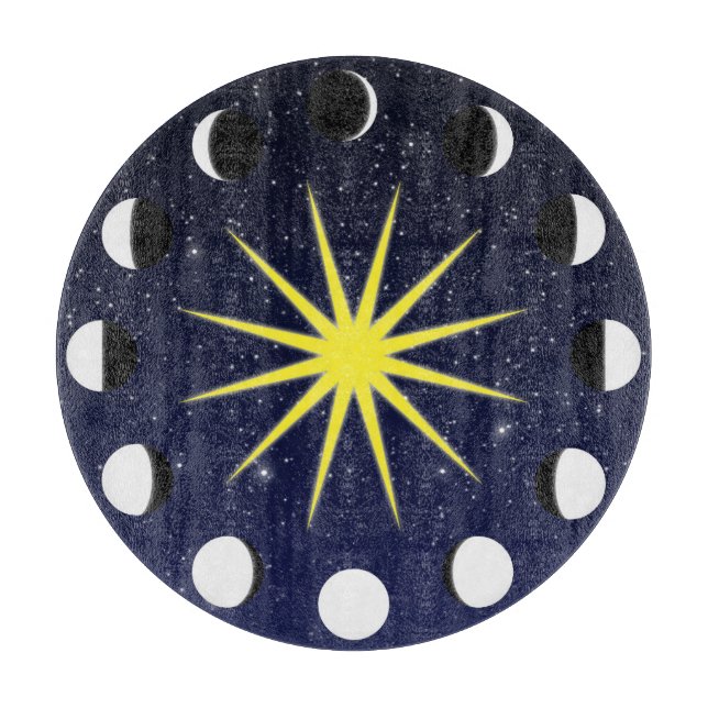 Planche À Découper Phases et étoiles du soleil, de la lune (Devant)
