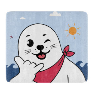 Planche À Découper Phoque clignant d'œil portant un bandana faisant l