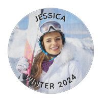 Photo de famille de texte courbe noir et blanc