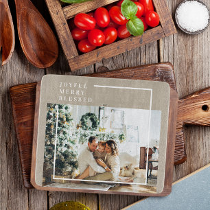 Planche À Découper Photo de famille moderne   Joyeux Joyeux Joyeux Bé