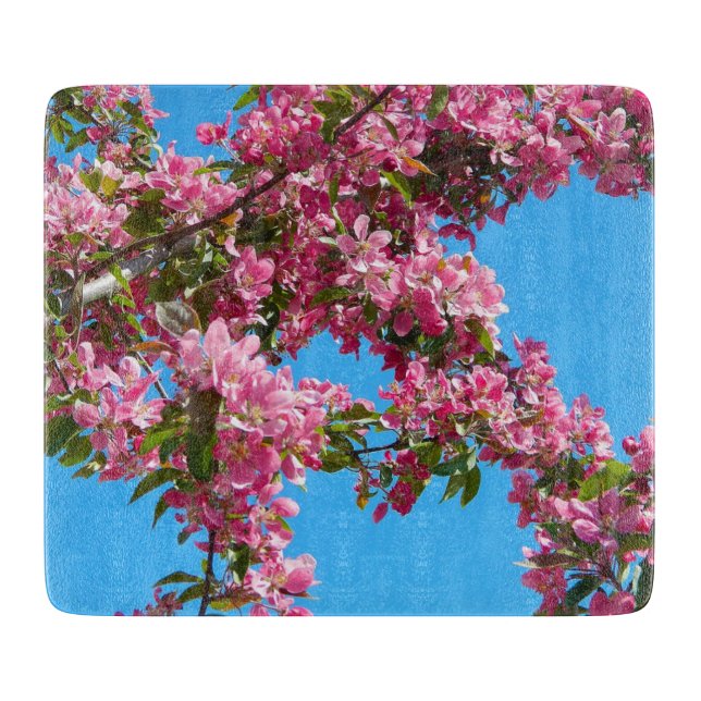 Planche À Découper Photo de fleurs et de ciel bleu (Devant)