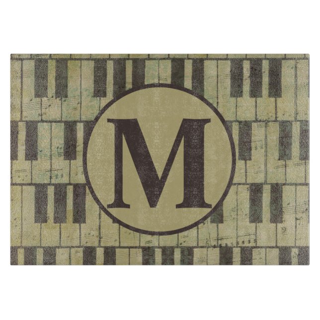 Planche À Découper Piano Keys Pianist Monogram Piano player (Devant)