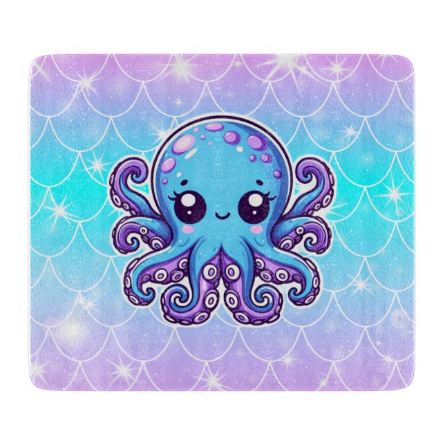 Planche À Découper Pieuvre bleue mignonne (Devant)