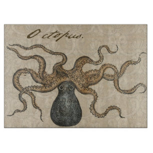 Planche À Découper Pieuvre Kraken Antique Faune Marine Côtière