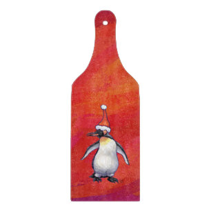 Planche À Découper Pingouin à Santa Hat en rouge