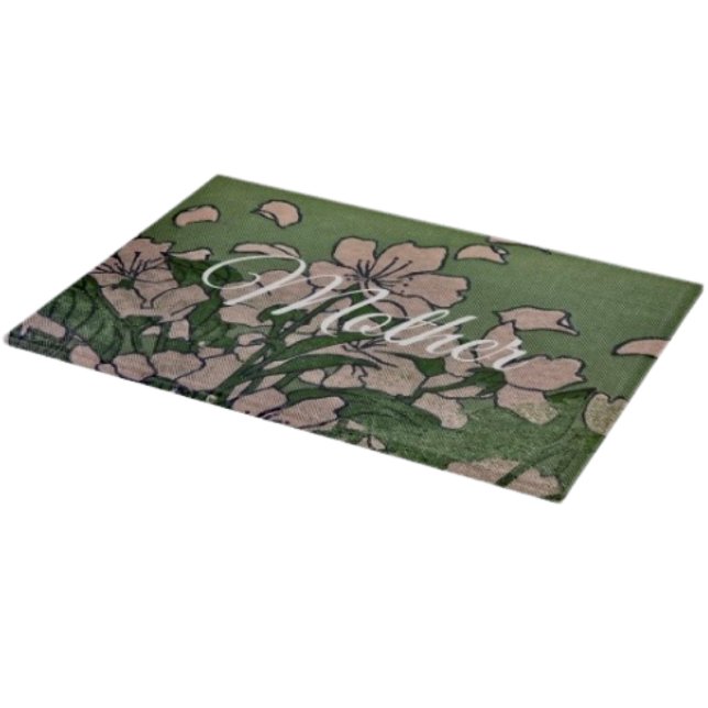 Planche À Découper Pink Blossom Green Cutting Board (A beautiful cutting board for Mom—practical, stylish, and perfect for Mother’s Day. )