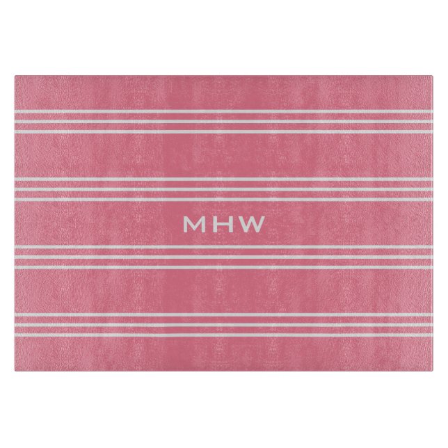 Planche À Découper Pink Stripes monographies personnalisées planches  (Devant)