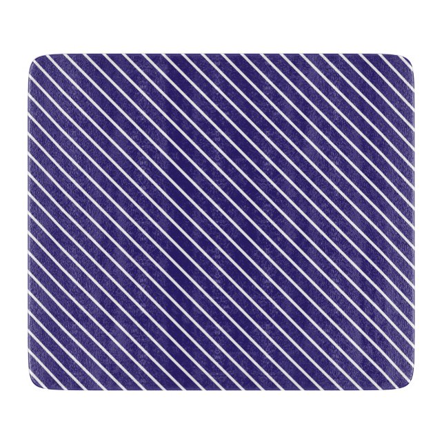 Planche À Découper Pinstripes diagonales - bleu marine et blanc (Devant)