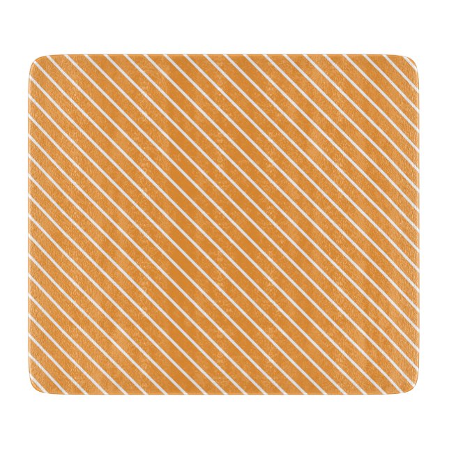 Planche À Découper Pinstripes diagonales - orange et blanc (Devant)