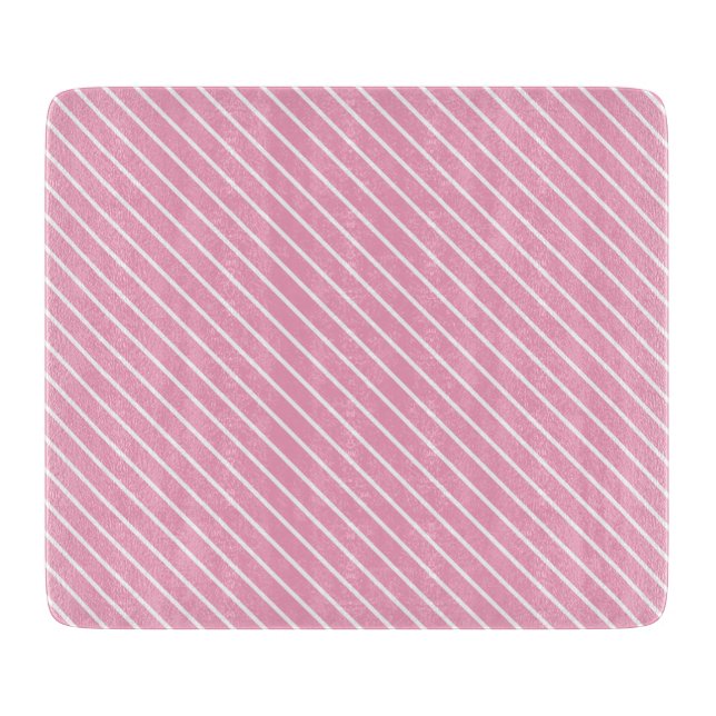 Planche À Découper Pinstripes diagonales - rose coquille et blanc (Devant)