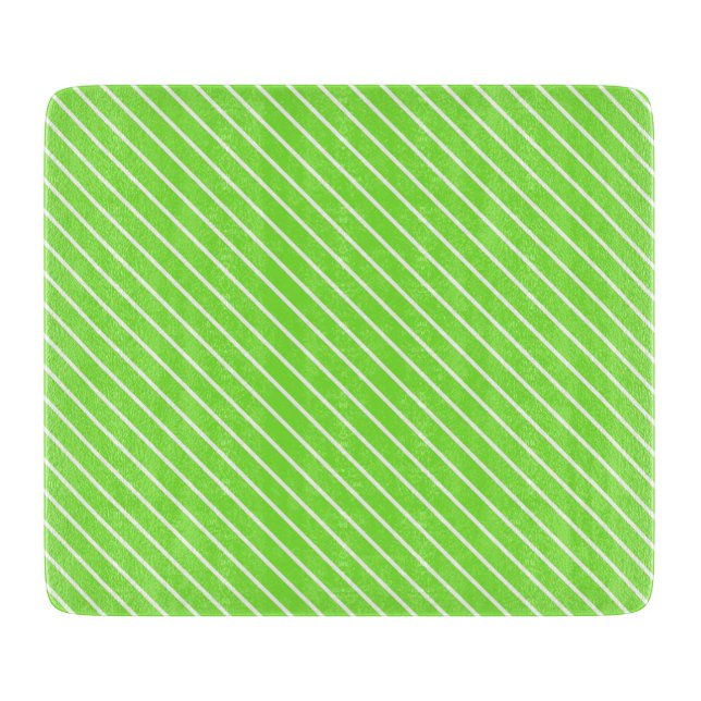 Planche À Découper Pinstripes diagonales - vert citron et blanc (Devant)