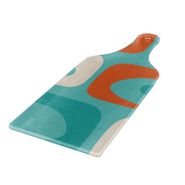 Planche À Découper Piquet Motif moderne du milieu du siècle Turquoise (Coin)