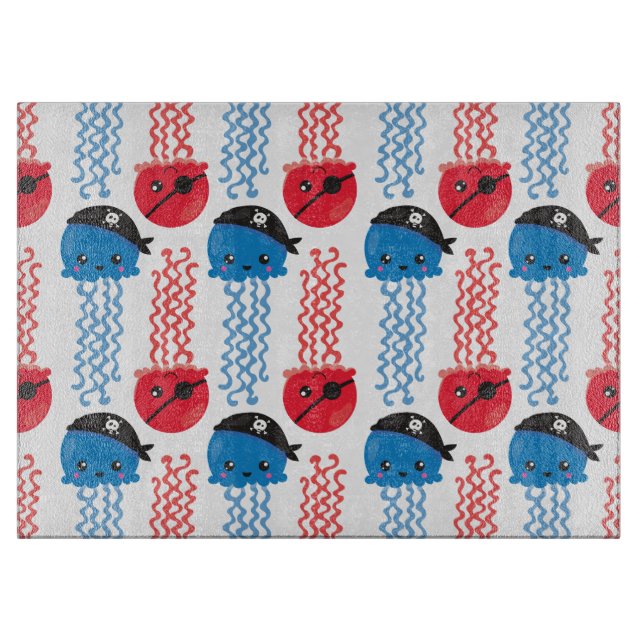 Planche À Découper Pirate Jellyfish, Motif de méduses, Sea Animaux (Devant)