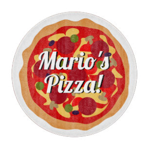 Planche À Découper Pizza pepperoni ronde Cuisine italienne verre pers