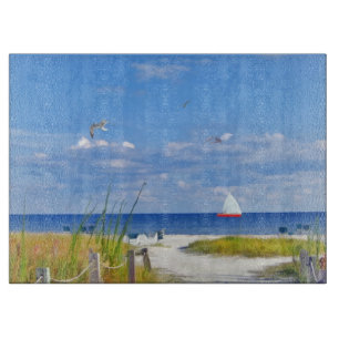 Planche À Découper Plage, bord de la mer, et oiseaux