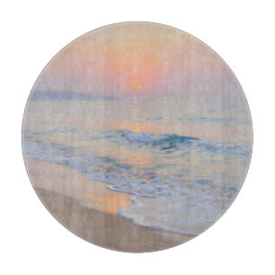 Planche À Découper Plage de coucher de soleil serein lueur de l'océan