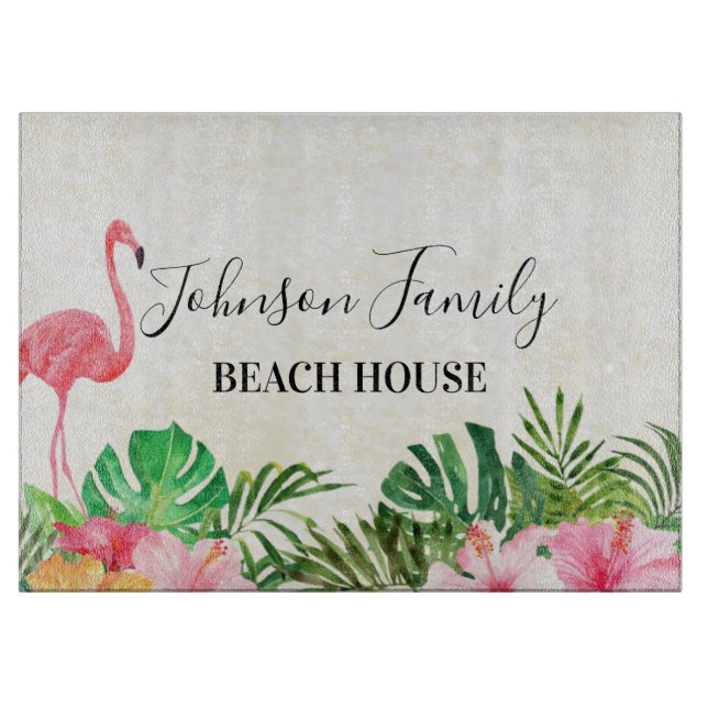 Planche À Découper Plage de Plage Florale Tropicale Plage Maison Coup (Devant)