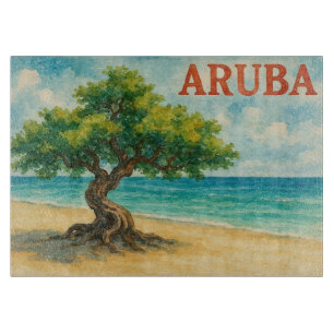 Planche À Découper Plage d'Eagle Aruba Divi Tree aquarelle