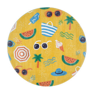 Planche À Découper Plage d'été : Motif coloré sans couture