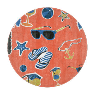 Planche À Découper Plage d'été : Relaxant Motif sans couture.