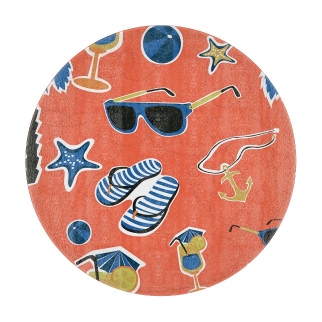 Planche À Découper Plage d'été : Relaxant Motif sans couture. (Devant)