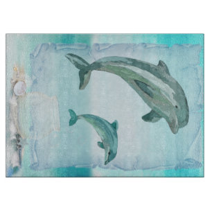 Planche À Découper Plage Dolphins Aquarelle Art