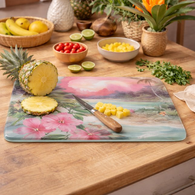 Planche À Découper Plage tropicale rose (Créateur téléchargé)